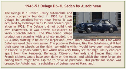 Delage D6-3L Sedan by Autobineau Closed Roof Blue 1948-54 1:43 – diecast model (view 3)