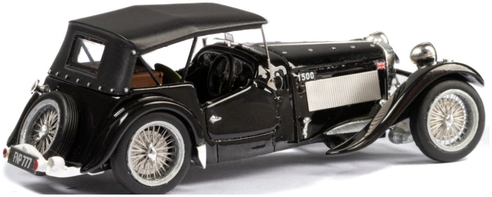 HRG 1500 Sport Roadster Top Up w/One Spare Wheel Black 1947 1:43 – diecast model (view 2)