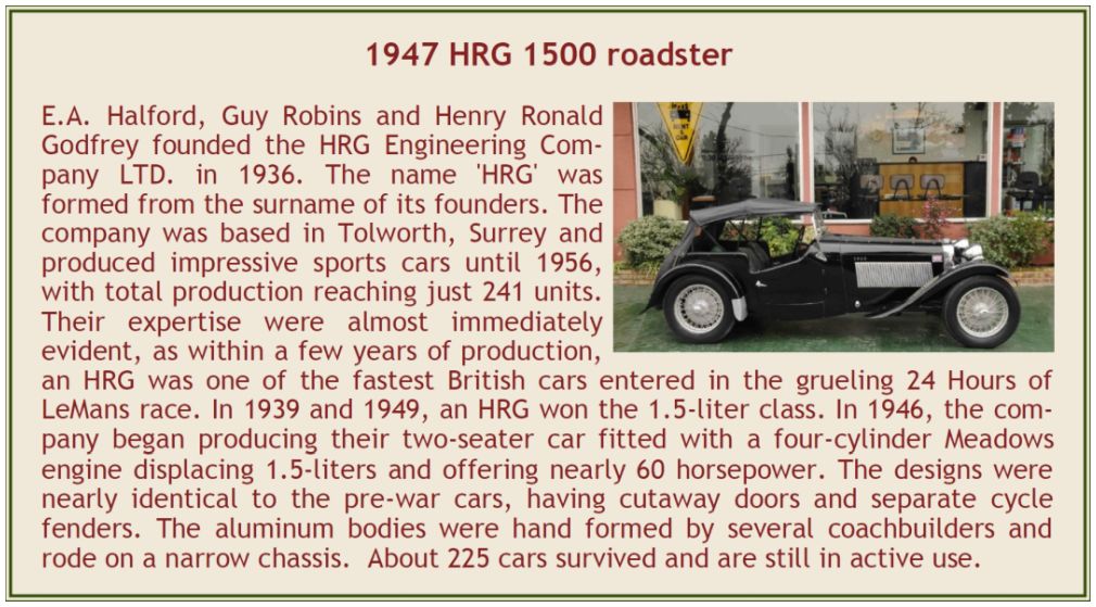 HRG 1500 Sport Roadster Top Up w/One Spare Wheel Black 1947 1:43 – diecast model (view 3)