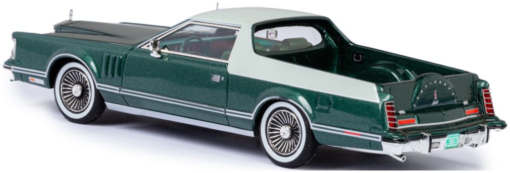 Lincoln Continental Mark V Coloma Pickup by Caribou Motor Co. Two-Tone Green 1977 1:43 – diecast model (view 2)