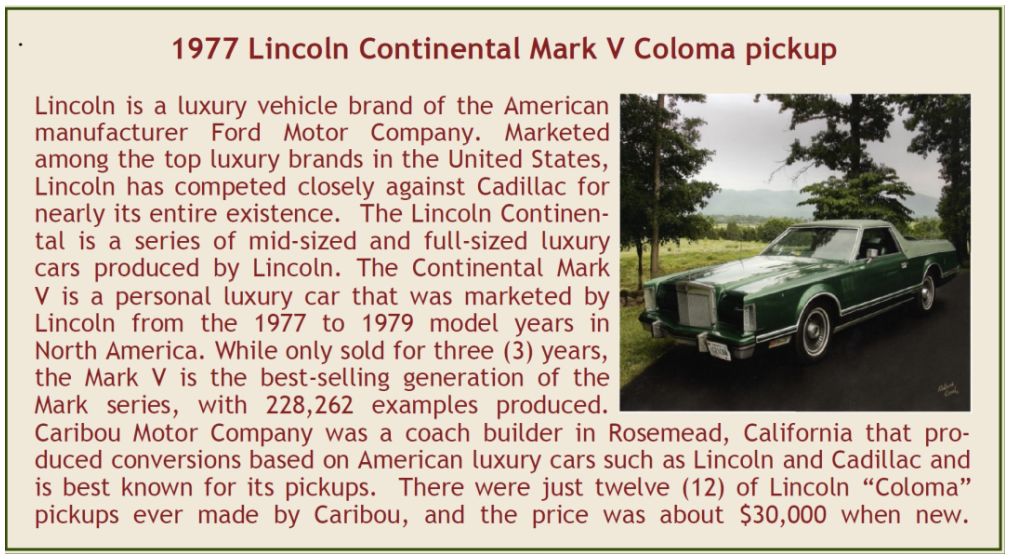 Lincoln Continental Mark V Coloma Pickup by Caribou Motor Co. Two-Tone Green 1977 1:43 – diecast model (view 3)