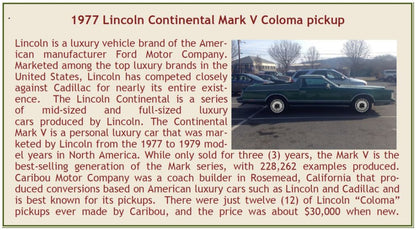 Available To Order – Lincoln Continental Mark V Coloma Pickup by Caribou Motor Co.Two-Tone Green 1977 1:43 Esval Model (ESV US43012C)
