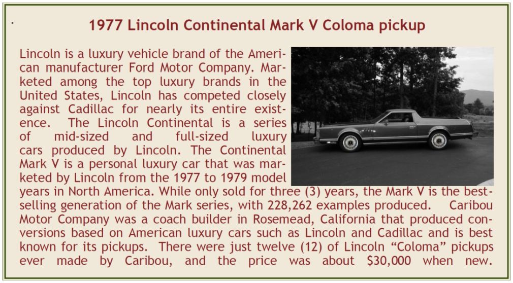 Available To Order – Lincoln Continental Mark V Coloma Pickup by Caribou Motor Co. Two-Tone Violet 1977 1:43 Esval Model (ESV US43012D)