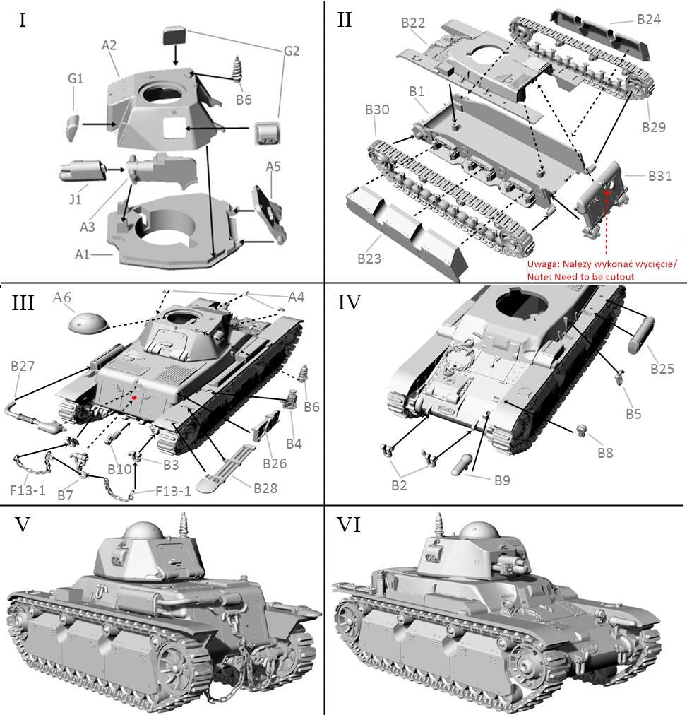 Available to Order – French Renault R40 tank with SA18 gun 1:72 (FTF 111)