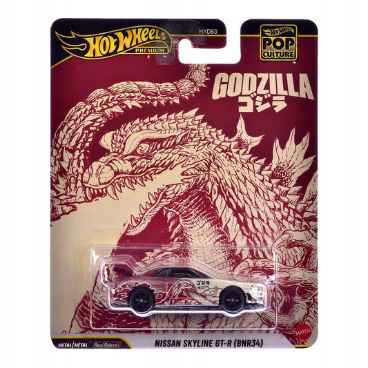 1:64 Hotwheels Pop Culture Godzilla - Nissan Skyline GT-R (BNR34) JHW90