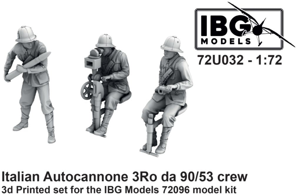 Italian Autocannone 3Ro da 90/53 Crew (3D Printed - 3 Figures) 1:72 – diecast model (view 2)