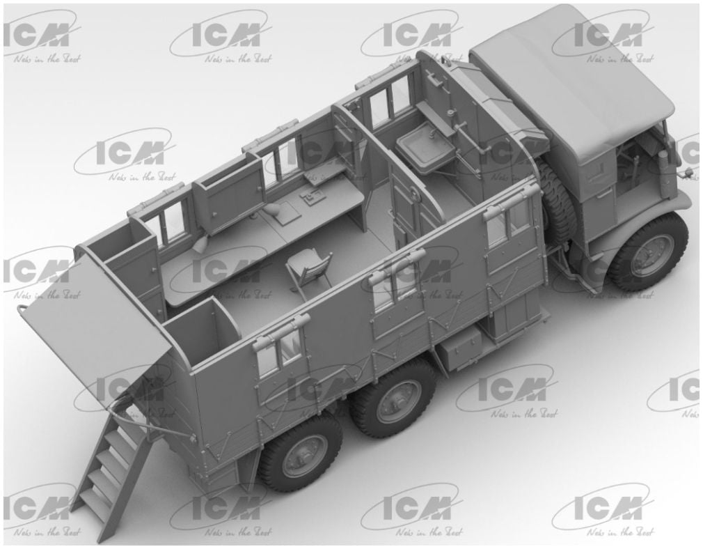 Monty's Mobile Office Caravan 1:35 ICM Plastic Kits Model (view 4)
