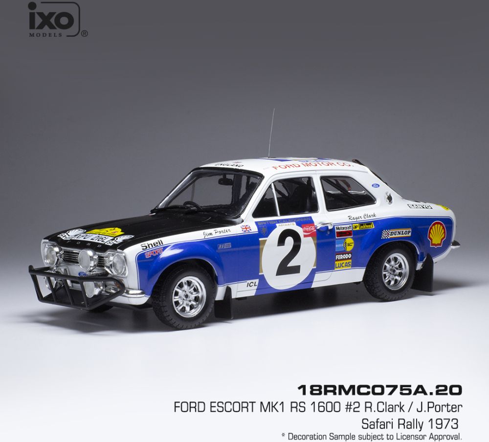 Available To Order – Ford Escort MkI RS 1600 #2 Safari Rally 1973 R.Clark/J.Porter 1:18 (IXO 18RMC075A)