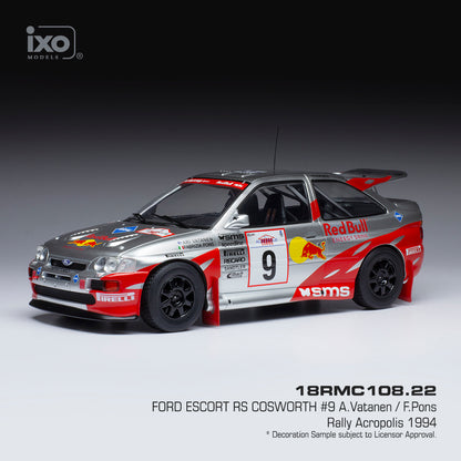 Available To Order – Ford Escort RS Cosworth #9 Red Bull Rally Acropolis 1994 Vatanen/Pons 1:18 (IXO 18RMC108)