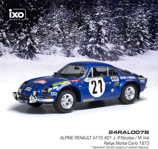 Available To Order – Alpine Renault A110 #21 Rallye Monte Carlo 1973 J.P.Nicolas/M.Vial 1:24 (IXO 24RAL007B)