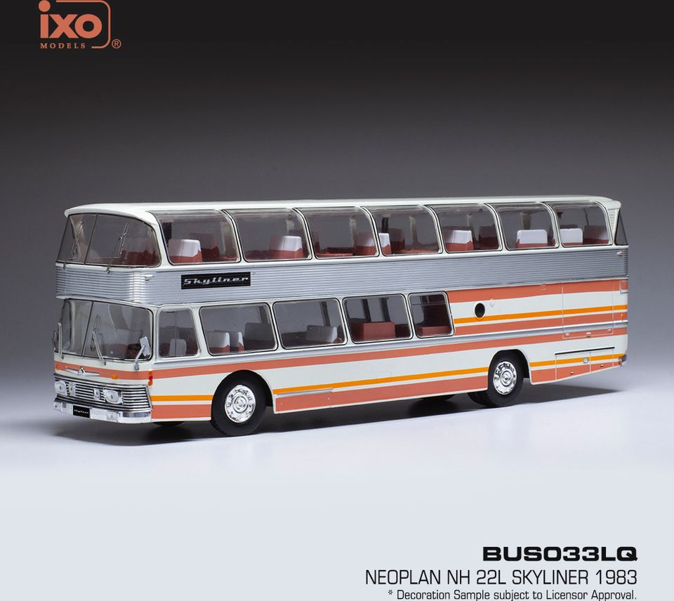 Available To Order – Neoplan NH 22L Skyliner White/Red 1983 1:43 IXO Model (IXO BUS033)