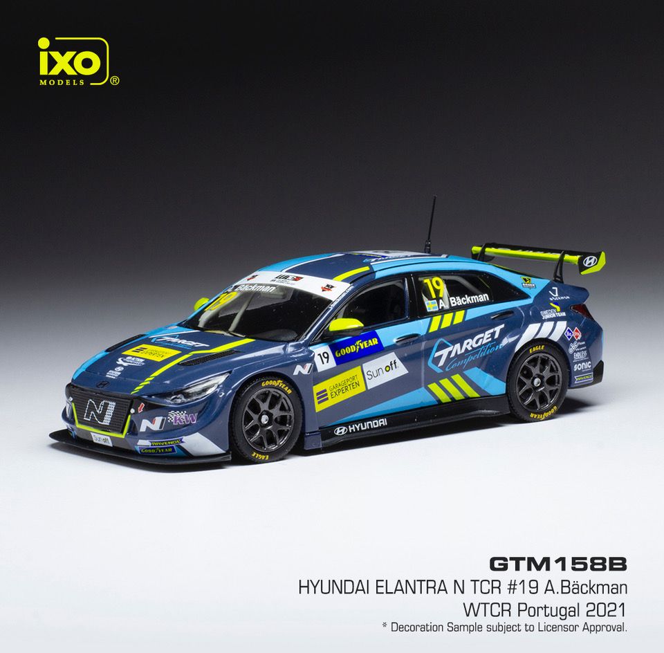 Available To Order – Hyundai Elantra N TCR #19 Target Comp WTCR Portugal 2021 A.Backman 1:43 IXO Model (IXO GTM158B)