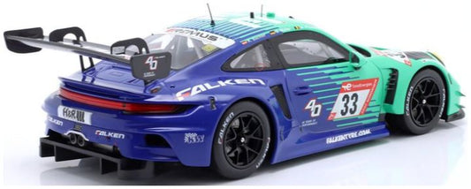 Available To Order – Porsche 911 (992) GT3 R 24h Nurburgring #33 2023 Falken Bachler/Muller/Picariello 1:18 IXO Model (IXO LEGT1823037A)