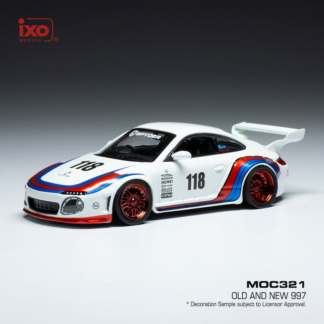 Available To Order – Porsche Old and New 997 White Basis 911 997 #118 1:43 IXO Model (IXO MOC321)