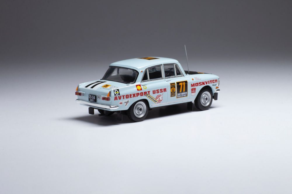 Available To Order – Moskwitsch 412 #71 Rally London/Mexico 1970 G.Holm/V.Boubnov/K.Guiradouskas 1:43 IXO Model (IXO RAC354)