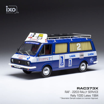 Available To Order – RAF 2203 Talbot Sport Rally Service 1000 Lakes 1984 Assist w/Roof Rack and Wheels 1:43 IXO Model (IXO RAC373X)
