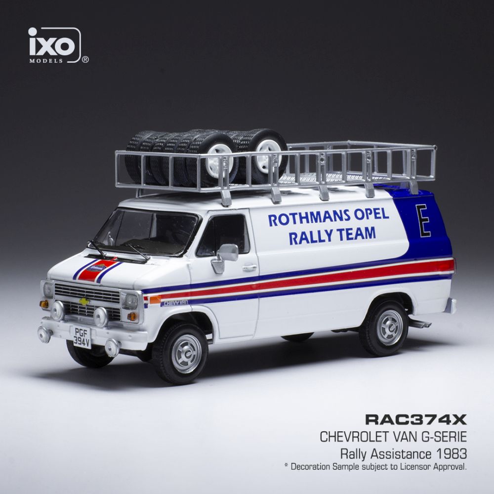Available To Order – Chevrolet G-Series Van Rothmans Opel Rally 1983 Assistance w/Roof Rack/Wheels 1:43 IXO Model (IXO RAC374X)