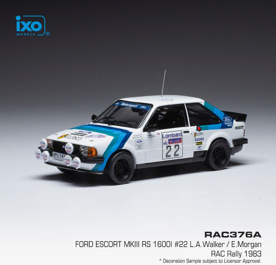 Available To Order – Ford Escort MKIII RS 1600i #22 RAC Rally 1983 L.Aitken-Walker/E.Morgan 1:43 IXO Model (IXO RAC376)