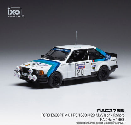 Available To Order – Ford Escort MKIII RS 1600i #20 RAC Rally 1983 M.Wilson/P.Short 1:43 IXO Model (IXO RAC377)