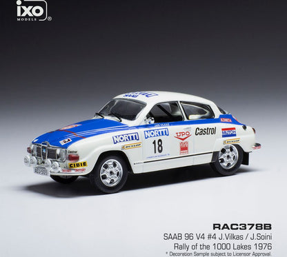 Available To Order – Saab 96 V4 #18 1000 Lakes Rally 1976 J.Vilkas/J.Soini 1:43 IXO Model (IXO RAC378B)