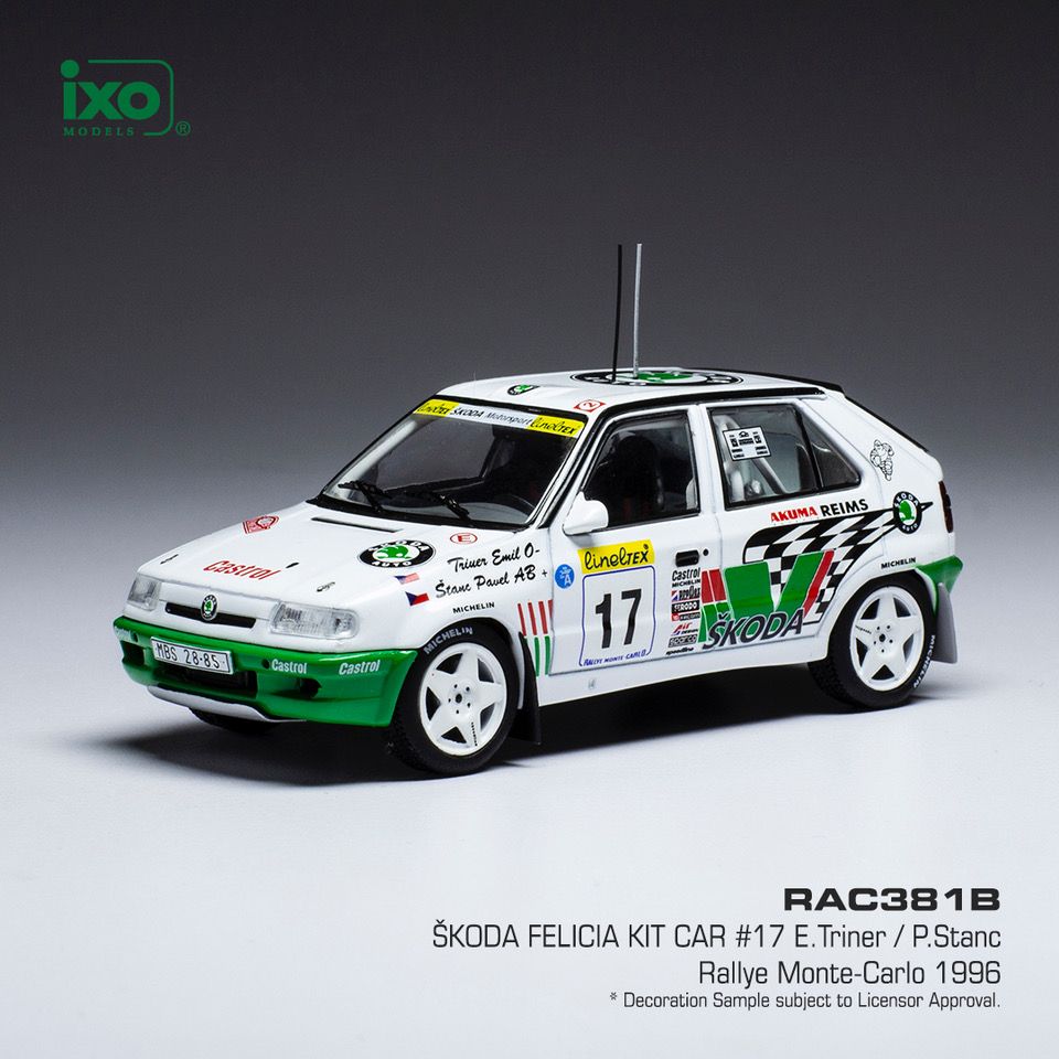 Available To Order – Skoda Felicia Kit Car #17 Rallye Monte Carlo 1996 E.Triner/P.Stanc 1:43 IXO Model (IXO RAC381B)