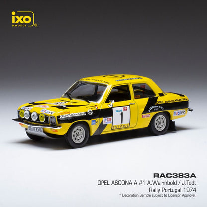 Available To Order – Opel Ascona A #1 Opel Euro Handlerteam Rally Portugal 1974 A.Warmbold/J.Todt 1:43 IXO Model (IXO RAC383A)