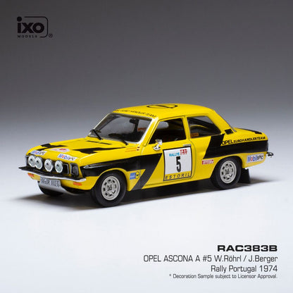 Available To Order – Opel Ascona A 5 Opel Euro Handlerteam Rally Portugal 1974 W.Rohrl/J.Berger 1:43 IXO Model (IXO RAC383B)