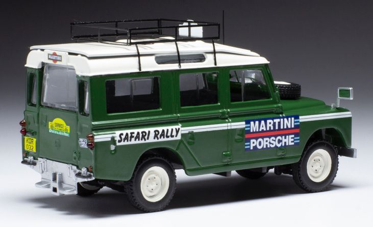Available To Order – Land Rover Series II 109 RHD Team Porsche Martini Safari Rally 1978 Assistance Van 1:43 IXO Model (IXO RAC387)