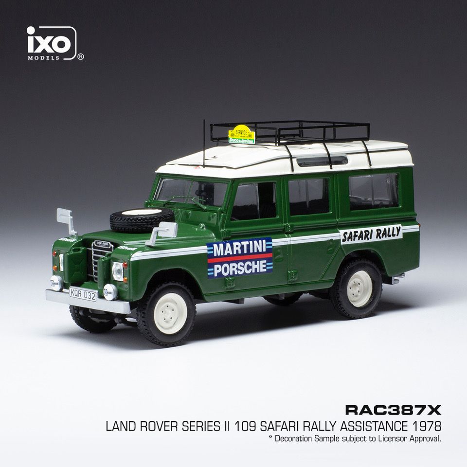 Available To Order – Land Rover Series II 109 RHD Team Porsche Martini Safari Rally 1978 Assistance Van 1:43 IXO Model (IXO RAC387)