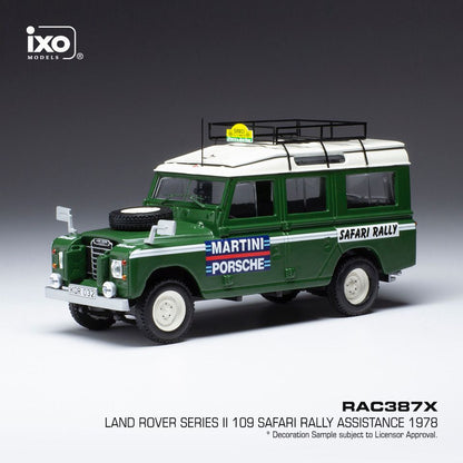 Available To Order – Land Rover Series II 109 RHD Team Porsche Martini Safari Rally 1978 Assistance Van 1:43 IXO Model (IXO RAC387)