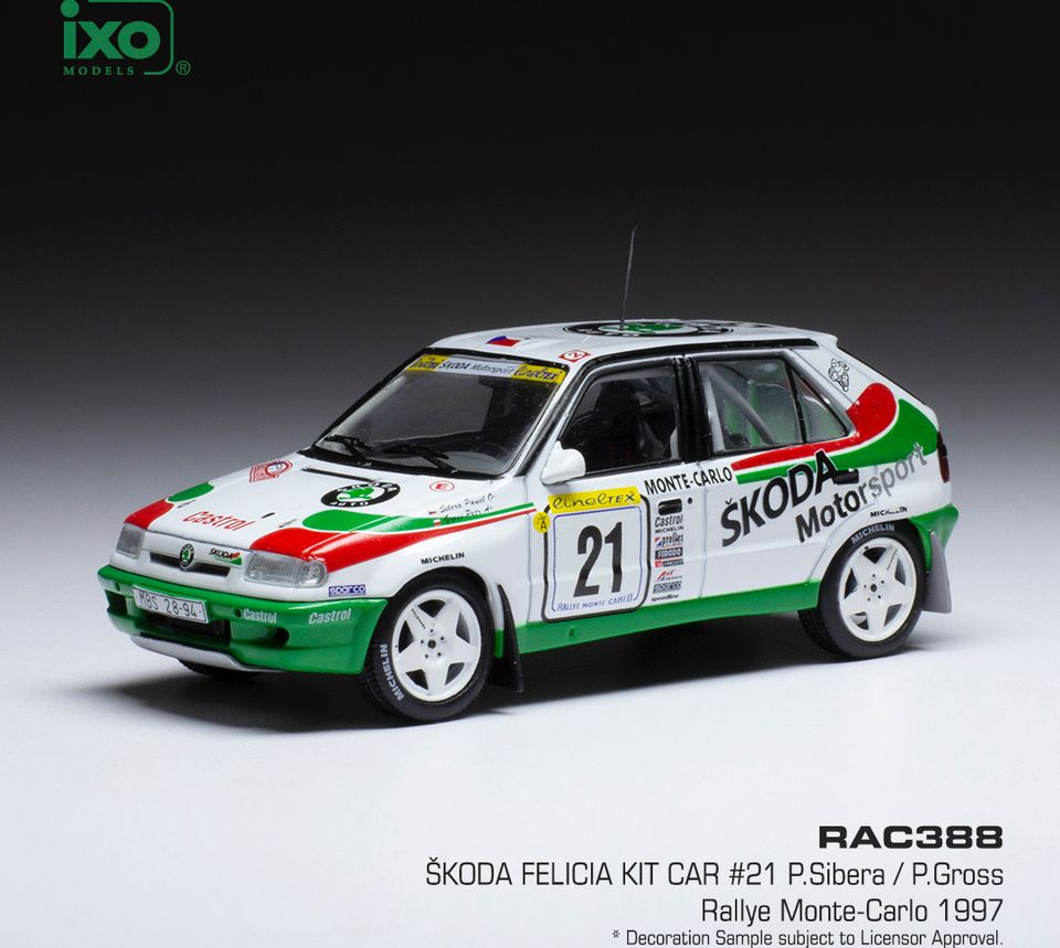 Available To Order – Skoda Felicia Kit Car #21 Rallye Monte Carlo 1997 P.Sibera/P.Gross 1:43 IXO Model (IXO RAC388)