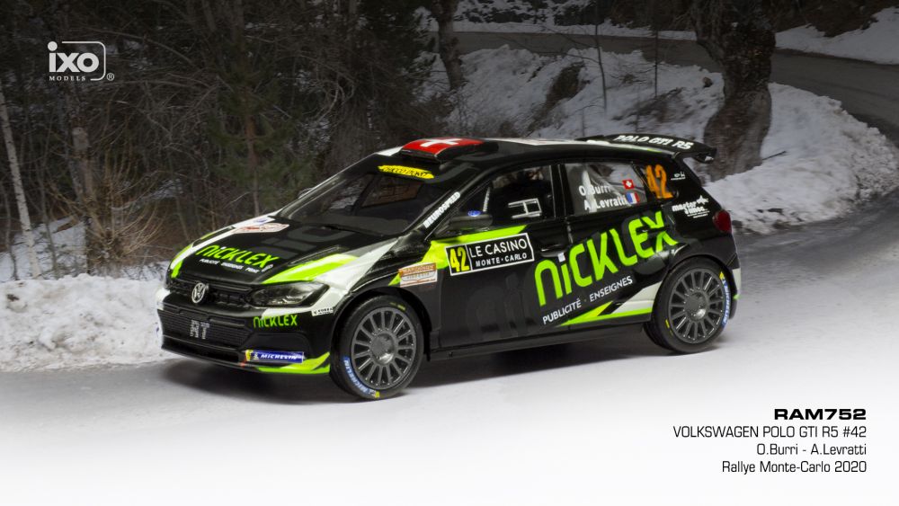 Available To Order – VW Polo GTI R5 #42 Rallye Monte Carlo 2020 O.Burri/A.Levratti 1:43 IXO Model (IXO RAM752)