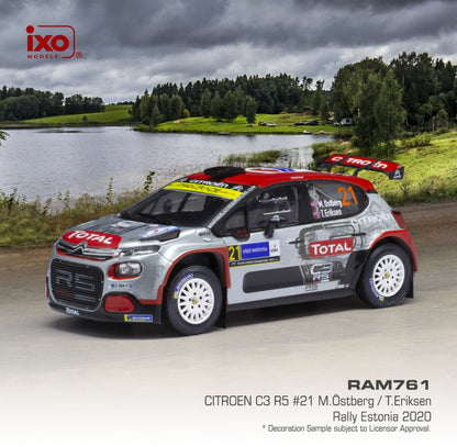 Available To Order – Citroen C3 R5 #21 WRC Rallye Estonia 2020 M.Ostberg/T.Eriksen 1:43 IXO Model (IXO RAM761)