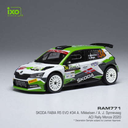 Available To Order – Skoda Fabia R5 Evo #34 WRC Rallye Monza 2020 A.Mikkelsen/A.Synnevaag 1:43 IXO Model (IXO RAM771)