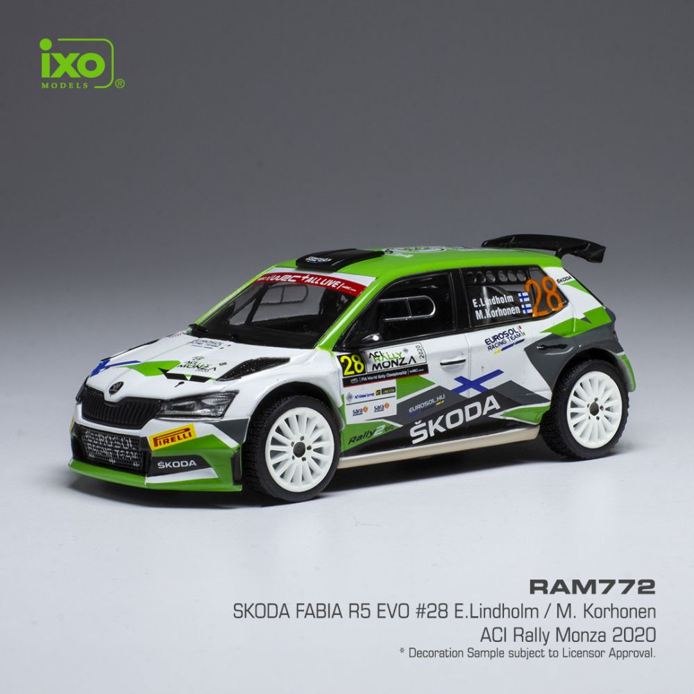 Available To Order – Skoda Fabia R5 Evo #28 WRC Rallye Monza 2020 E.Lindholm/M.Korhonen 1:43 IXO Model (IXO RAM772)