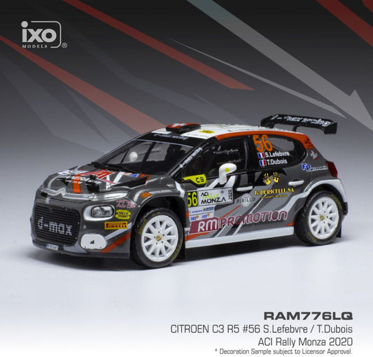 Available To Order – Citroen C3 R5 #56 WRC Rallye Monza 2020 S.Lefebvre/T.Dubios 1:43 IXO Model (IXO RAM776)