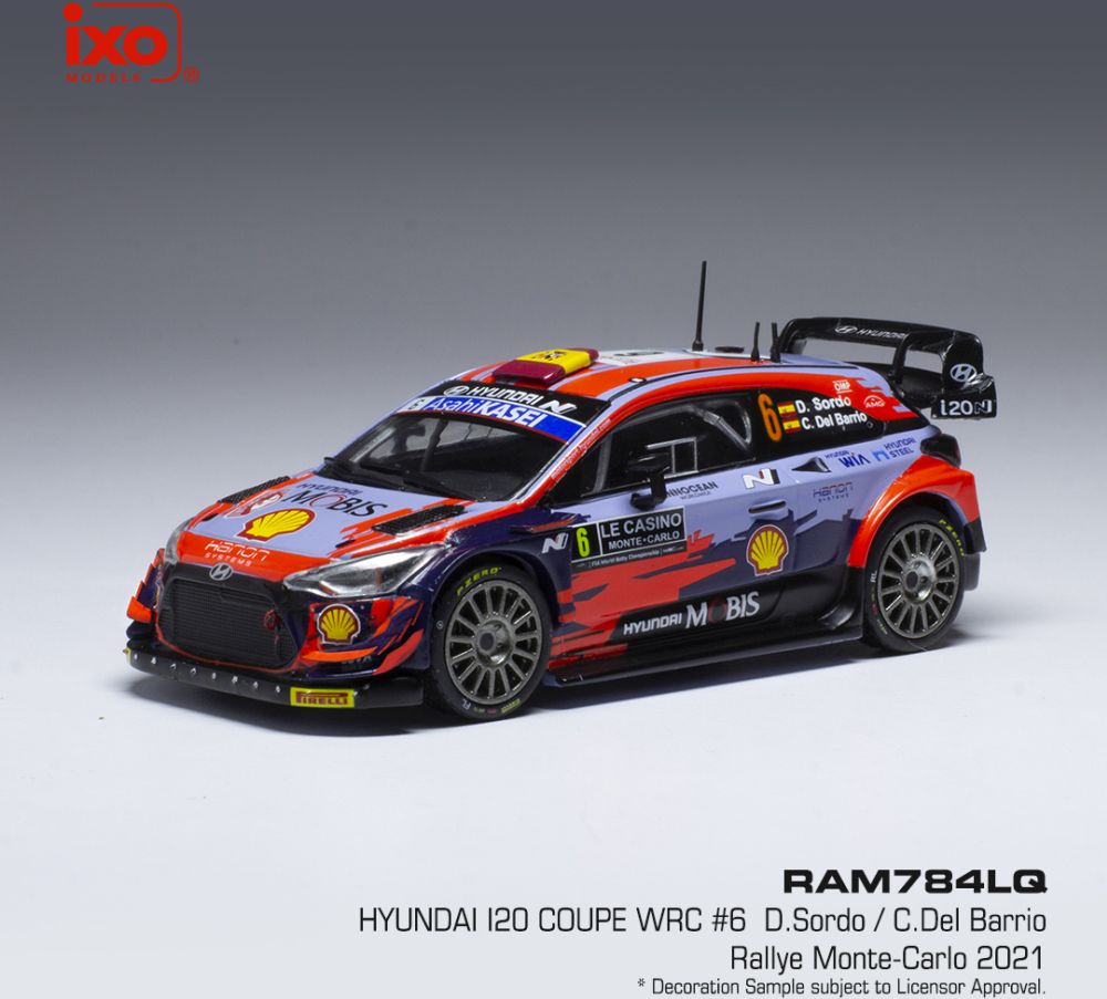 Available To Order – Hyundai i20 Coupe WRC #6 Rally Monte (LQ) Carlo 2021 D.Sordo/C.Del Barrio 1:43 IXO Model (IXO RAM784)