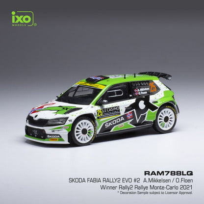 Available To Order – Skoda Fabia Rally 2 EVO #25 Rally Monte Carlo 2021 A.Mikkelsen/O.Floene 1:43 IXO Model (IXO RAM788)