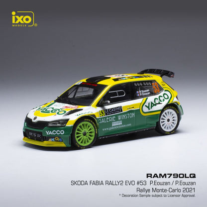 Available To Order – Skoda Fabia Rally 2 EVO #53 Rally Monte Carlo 2021 P.Eouzan/P.Eouzan 1:43 IXO Model (IXO RAM790)