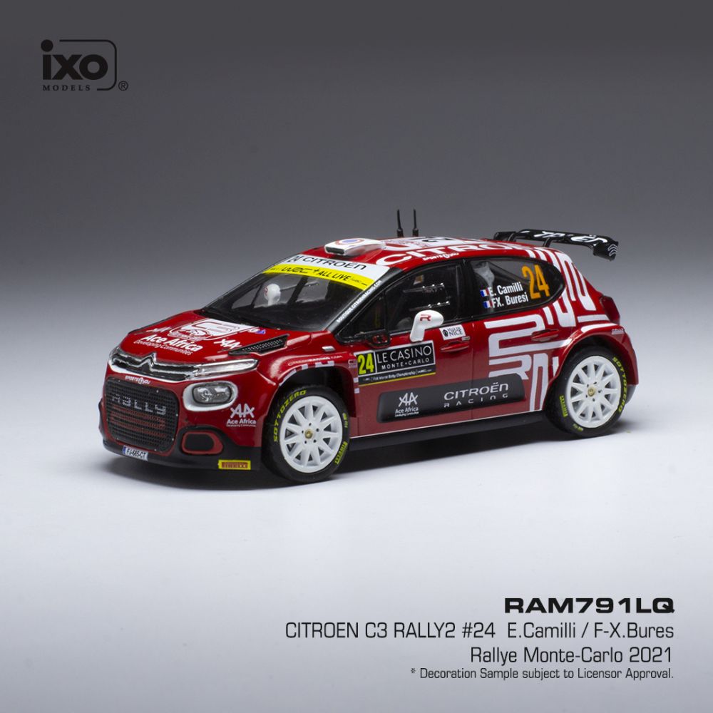 Available To Order – Citroen C3 Rally 2 #24 Rally Monte Carlo 2021 E.Camilli/F-X.Buresi 1:43 IXO Model (IXO RAM791)