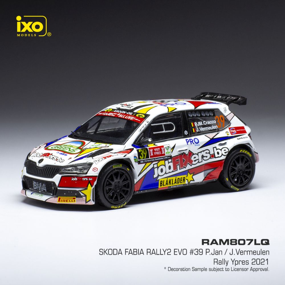 Available To Order – Skoda Fabia Rally 2 EVO #39 Rally Ypres 2021 P.J.M.Cracco/L.Vermeulen 1:43 IXO Model (IXO RAM807)