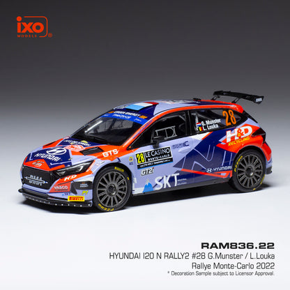 Available To Order – Hyundai i20 N Rally1 #28 WRC Rally Monte Carlo 2022 G.Munster/L.Louka 1:43 IXO Model (IXO RAM836)