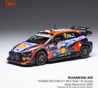 Available To Order – Hyundai i20 N Rally1 #8 WRC Rally Monte Carlo 2022 T.Tanak/M.Jarveoja 1:43 IXO Model (IXO RAM838)