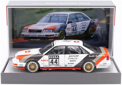 Available To Order – Audi V8 Quattro #44 DTM Champion 1990 Hans Joachim Stuck w/Collectors Box 1:18 IXO Model (IXO W1801501C)