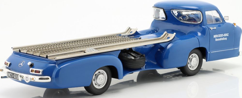 Available To Order – Mercedes Benz 'The Blue Wonder' Mercedes Racing Transporter 1955 1:18 IXO Model (IXO W1801701)