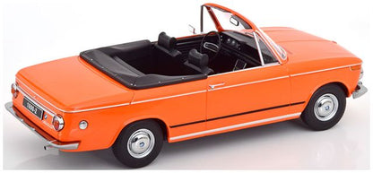 Available To Order – BMW 1600-2 Cabrio 1968 Orange w/Removable Softtop 1:18 (KKS DC181101)