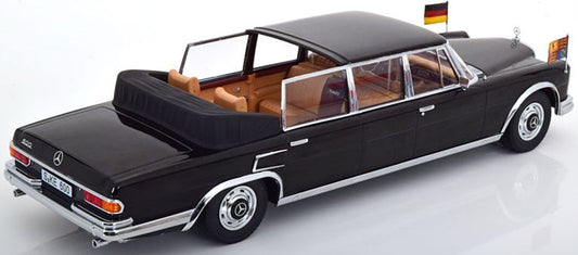 Available To Order – Mercedes 600 W100 Landaulet Queen Elizabeth II/Kiesinger 1965 Black 1:18 (KKS DC181185)