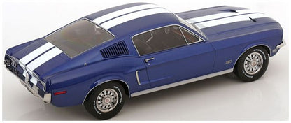 Available To Order – Ford Mustang GT Fastback 1968 Blue Metallic/White 1:18 (KKS DC181394)