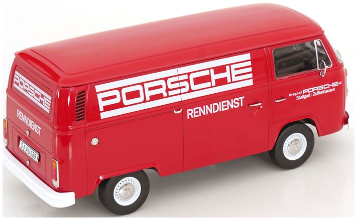 Available To Order – VW T2b Delivery Van 1972 Porsche Renndienst Red 1:18 (KKS DC181412)