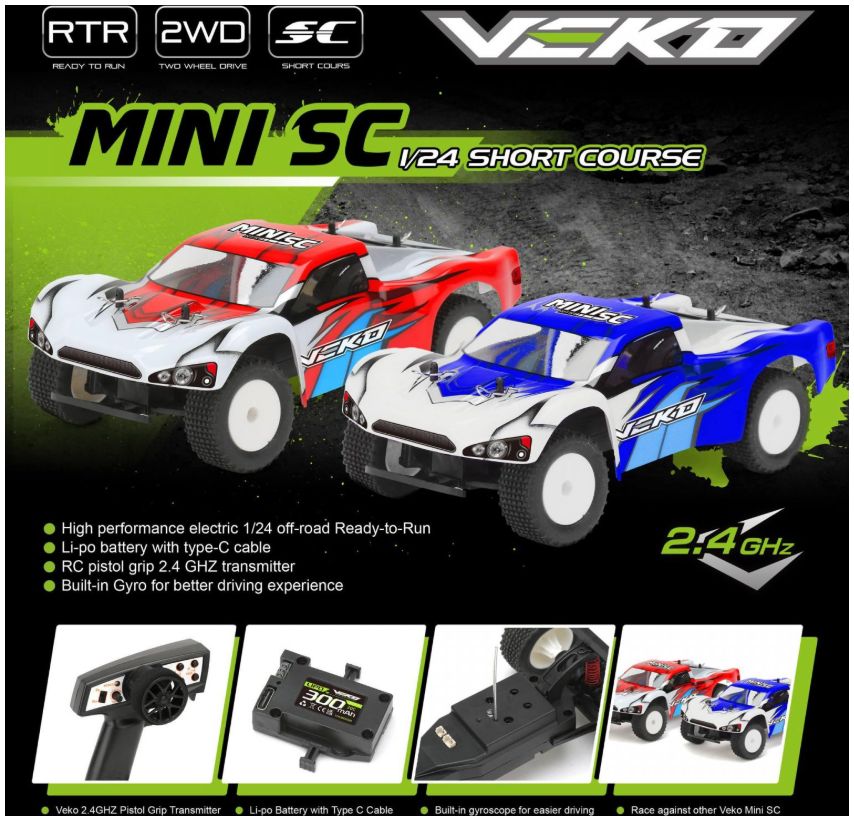 Available To Order – Veko Mini SC Blue Short Course RTR w/Gyro 1:24 Kyosho Model (KYO VK0002B)